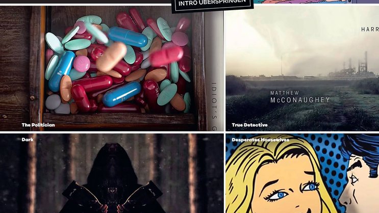 Von links nach rechts und oben nach unten: Orange Is the New Black | Game of Thrones | Die Simpsons | The Politician | True Detective | Dark | Desperate Housewives.