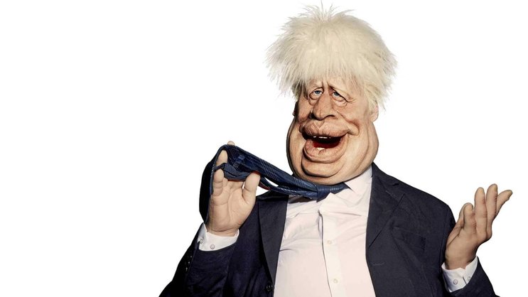 Dankbare Vorlage: Die Puppe von Premier Boris Johnson erkennt man sofort.