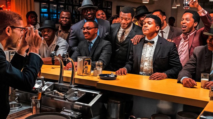 Männerrunde: Cassius Clay (Eli Goree; 2. v. r.) feiert mit Sam Cooke und Co. seinen Sieg.