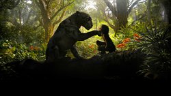 Freunde: Panther Baghira (Stimme: Christian Bale) und Mogli (Rohan Chand)