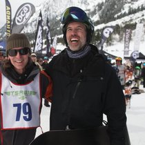 Snowboard-Pionier Paul Gruber (l.) mit Arthur Honegger.