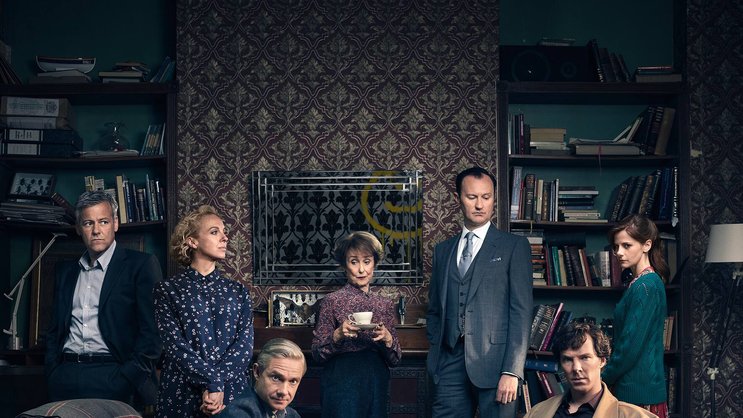 Familienfoto? Nein: Watson und Sherlock (vorne v. l.) mit dem brillanten Serien-Cast.