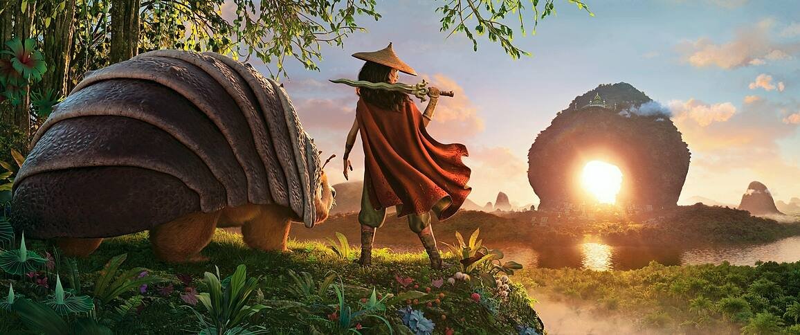 RAYA AND THE LAST DRAGON - As an evil force threatens the kingdom of Kumandra, it is up to warrior Raya, and her trusty steed Tuk Tuk, to leave their Heart Lands home and track down the last dragon to help stop the villainous Druun. Â© 2020 Disney. All Rights Reserved.