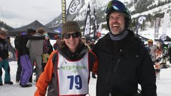 Snowboard-Pionier Paul Gruber (l.) mit Arthur Honegger.