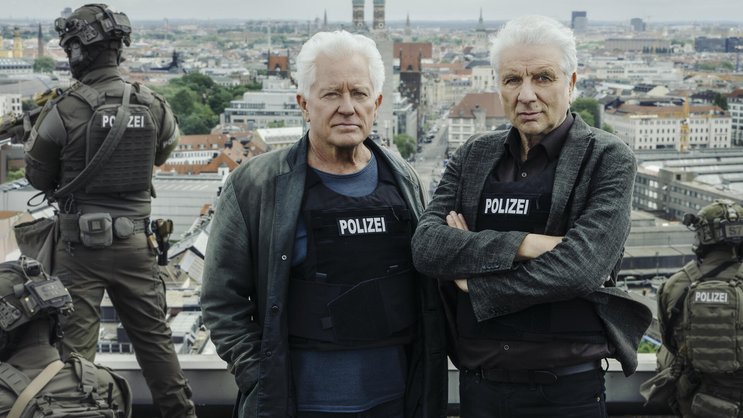 Letzter Einsatz für Ivo Batic (Miroslav Nemec; 71, l.) und Franz Leitmayr (Udo Wachtveitl, 67).