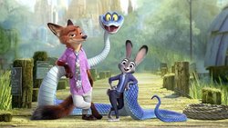 Fuchs Nick und Hase Judy versuchen der falsch verdächtigten Schlange Gary zu helfen.