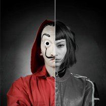 Die Haare sind mittlerweile ab, die Maske bleibt drauf: Tokio (Úrsula Corberó).
